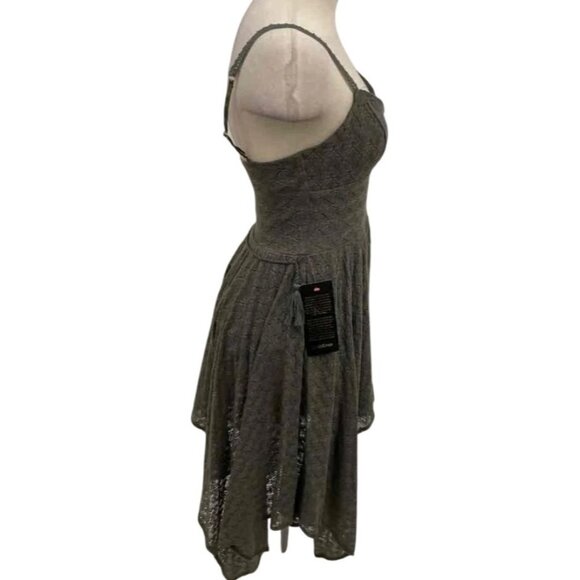 Bebe Olive Lace Overlay Scarf Hem Dress Sweatshirt Strappy NWT $139 Size S - Picture 3 of 13